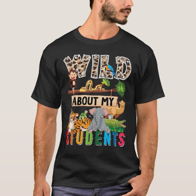 Camiseta Great Teacher Apparel Wild About My Students Safar (Anverso)
