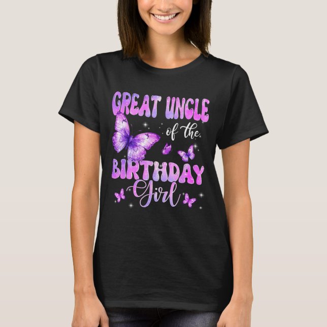 Camiseta Great Uncle Of The Birthday Girl Butterfly Family  (Anverso)
