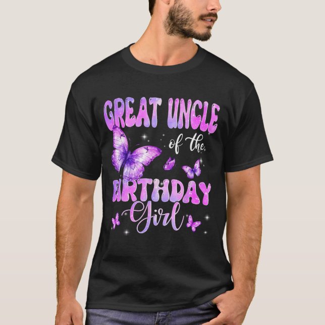 Camiseta Great Uncle Of The Birthday Girl Butterfly Family  (Anverso)