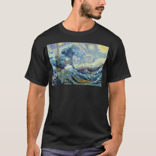 Camiseta Great Wave Hokusai on a Starry Night Van Gogh Famo