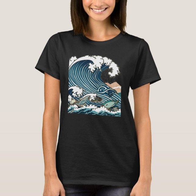 Camiseta Great Wave Of Kanagawa Japanese Ukiyo e Men Women (Anverso)