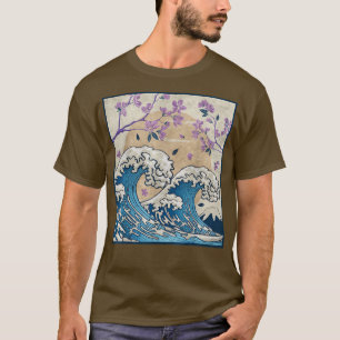 Camiseta Great Wave Off Kanagawa Cherry Blossom Japanese Ae