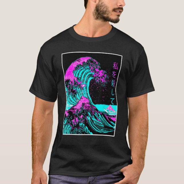 Camiseta Great Wave Off Kanagawa Japanese Aesthetic Vaporwa (Anverso)