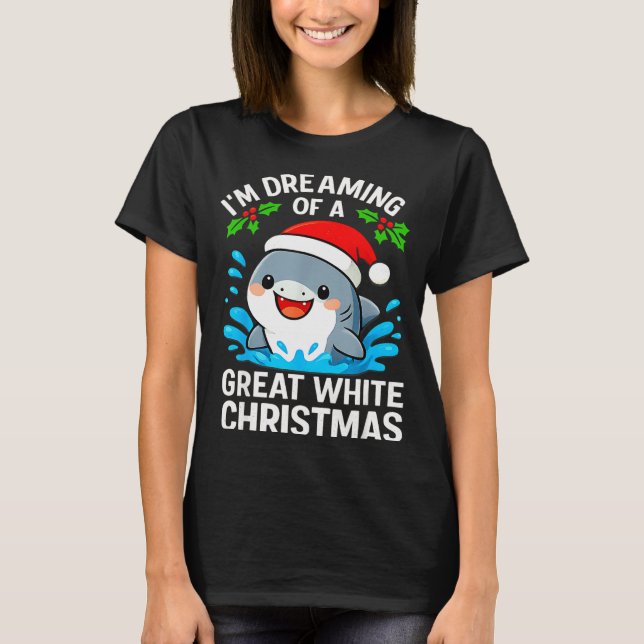 Camiseta Great White Christmas Shark Funny Santa Holiday Pu (Anverso)