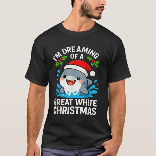 Camiseta Great White Christmas Shark Funny Santa Holiday Pu (Anverso)