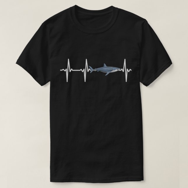 Camiseta Great White Shark Heartbeat Shark Lovers Pullover  (Diseño del anverso)