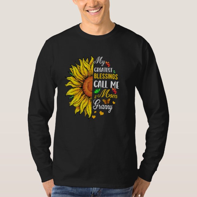 Camiseta Greatest Blessings Call Me Mom And Granny Cute Sun (Anverso)