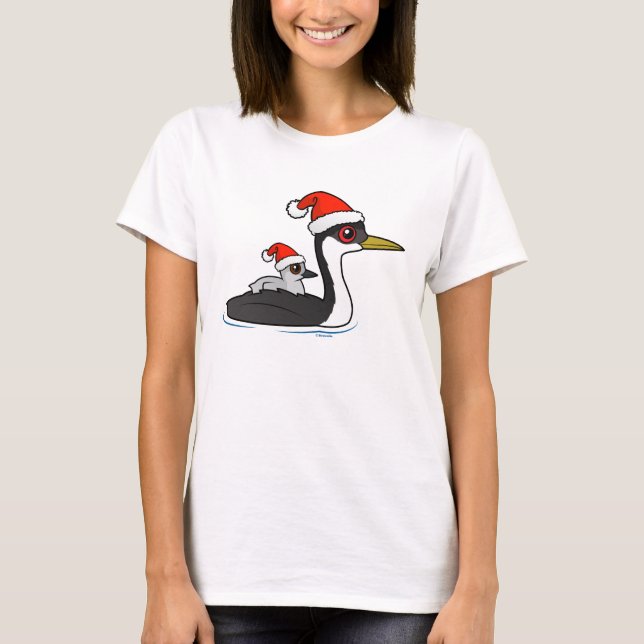 Camiseta Grebe Occidental Birdorable Santa (Anverso)