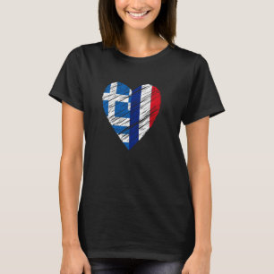 Camiseta Grecia Francia Corazón Bandera Francesa Bandera Gr