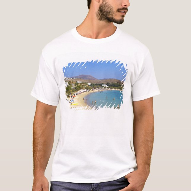 Camiseta Grecia, Isla Paros, Playa Krios desde arriba (Anverso)