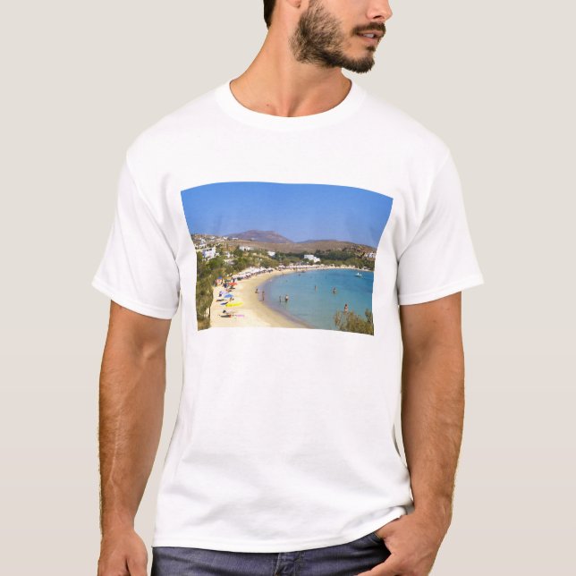 Camiseta Grecia, Isla Paros, Playa Krios desde arriba (Anverso)