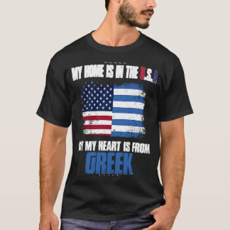 Camiseta Grecia Mi Casa Está En Estados Unidos Pero Mi Cora