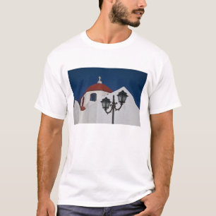 Camiseta Grecia, Mykonos, capilla con cúpula roja y