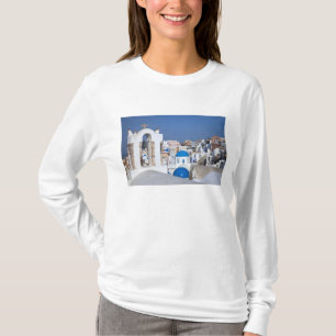 Camiseta Grecia, Santorini. Campanario y cúpulas azules de