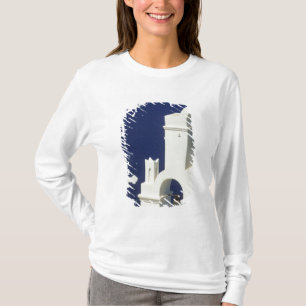 Camiseta Grecia, Santorini. Vista de una iglesia griega y