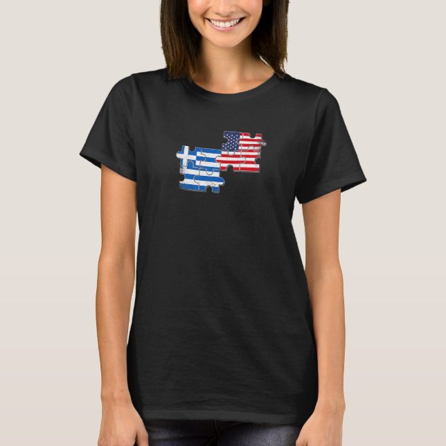 Camiseta Grecia Usa Amor Rodea Bandera Griega Estadounidens (Anverso)