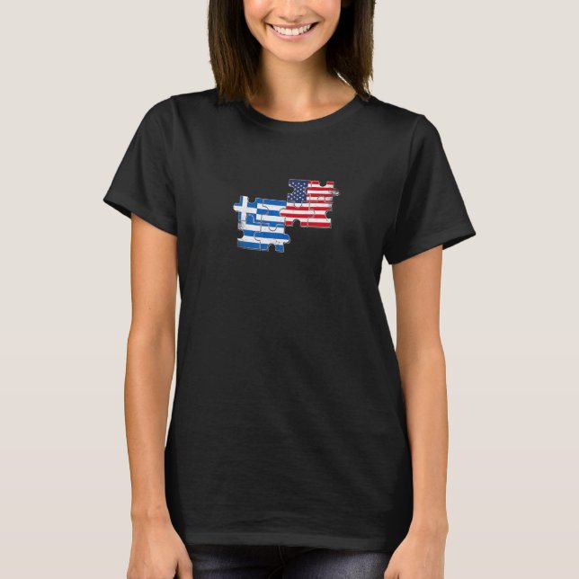 Camiseta Grecia Usa Amor Rodea Bandera Griega Estadounidens (Anverso)