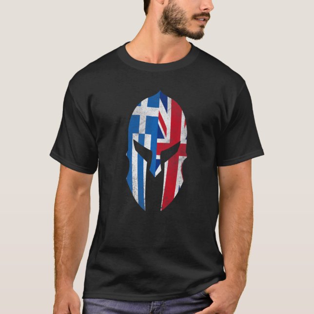 Camiseta Greece UK Flag British Greek Roots Helmet (Anverso)