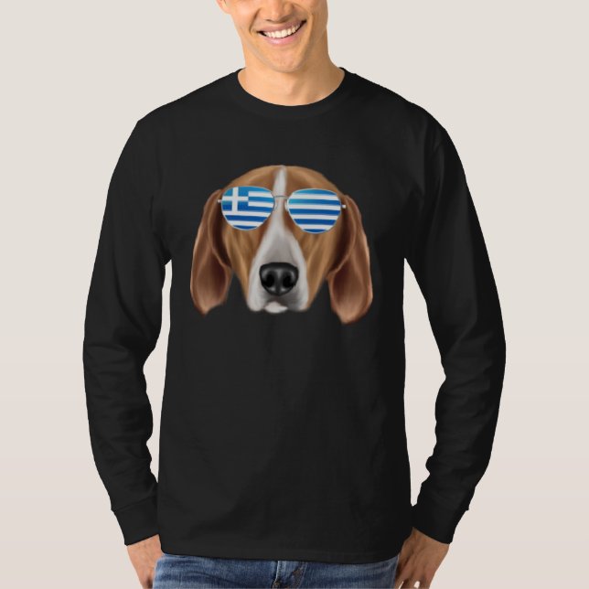 Camiseta Greek Flag English Foxhound Dog Greece Pocket (Anverso)