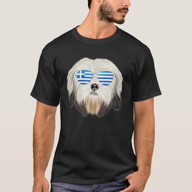 Camiseta Greek Flag Lowchen Dog Greece Pocket (Anverso)
