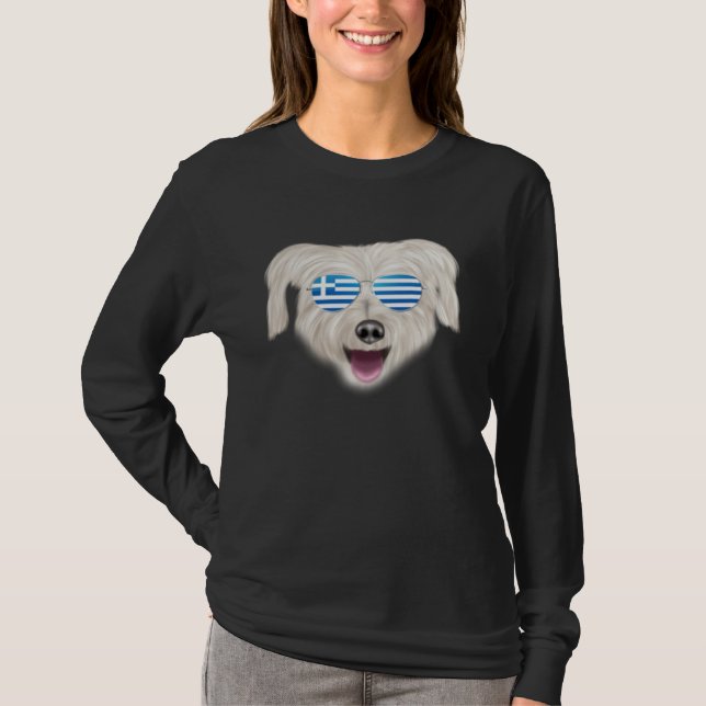 Camiseta Greek Flag Pyrenean Shepherd Dog Greece Pocket (Anverso)