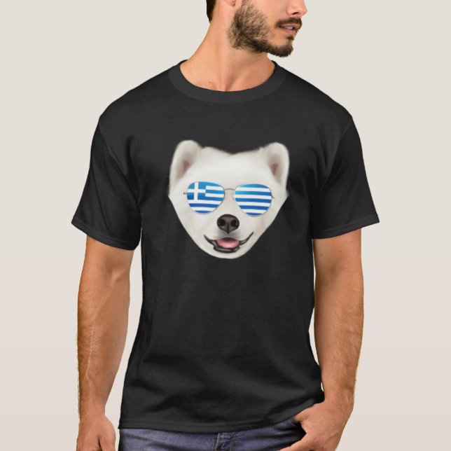 Camiseta Greek Flag Samoyed Dog Greece Pocket (Anverso)