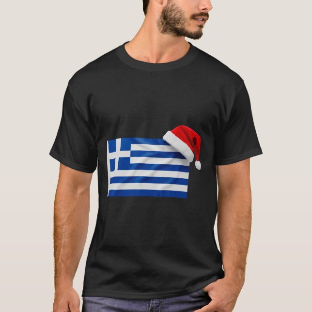 Camiseta Greek Flag Santa Hat Funny Greece Christmas Holida (Anverso)