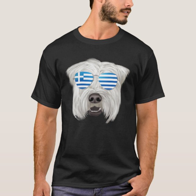 Camiseta Greek Flag Soft Coated Wheaten Terrier Dog Greece  (Anverso)