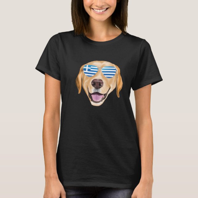 Camiseta Greek Flag Yellow Labrador Retriever Dog Greece Po (Anverso)