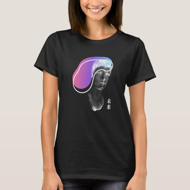 Camiseta Greek Statue Artsy Vaporwave Retrowave Kanji (Anverso)