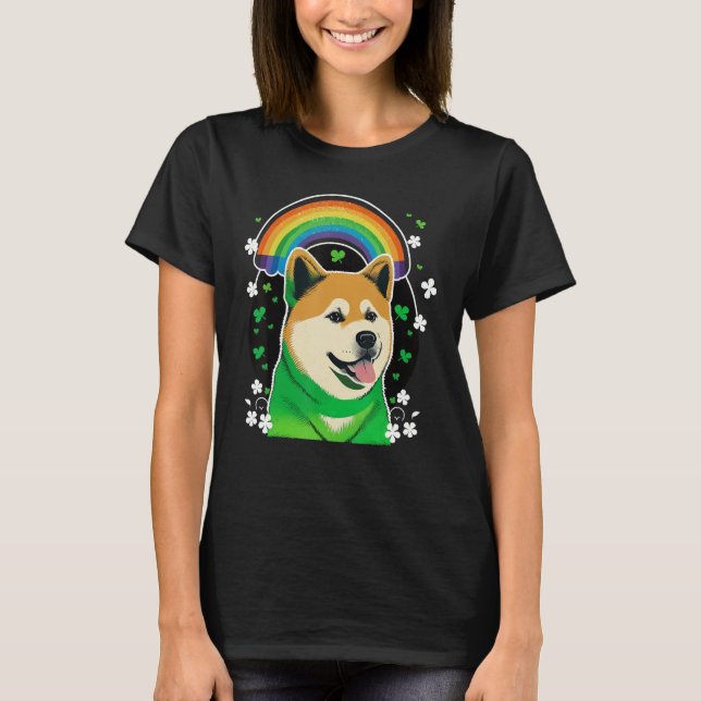 Camiseta Green Akita Inu shamrock on St Patricks Day Akita  (Anverso)