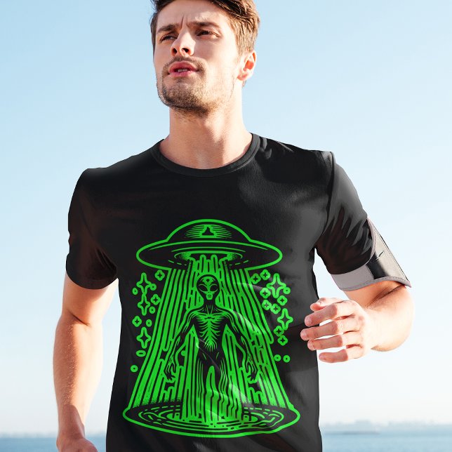 Camiseta Green Alien Spacecraft Spaceship Guay estilo retro (Subido por el creador)