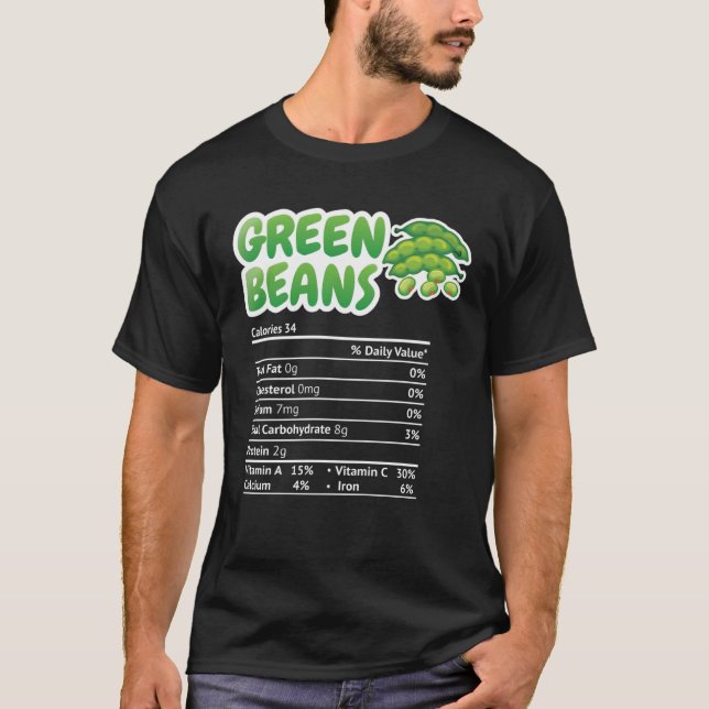 Camiseta Green beans Nutrition Facts  Thanksgiving Christma (Anverso)