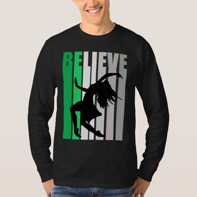 Camiseta Green Believe Motivating Girls Dance Retro Graphic (Anverso)