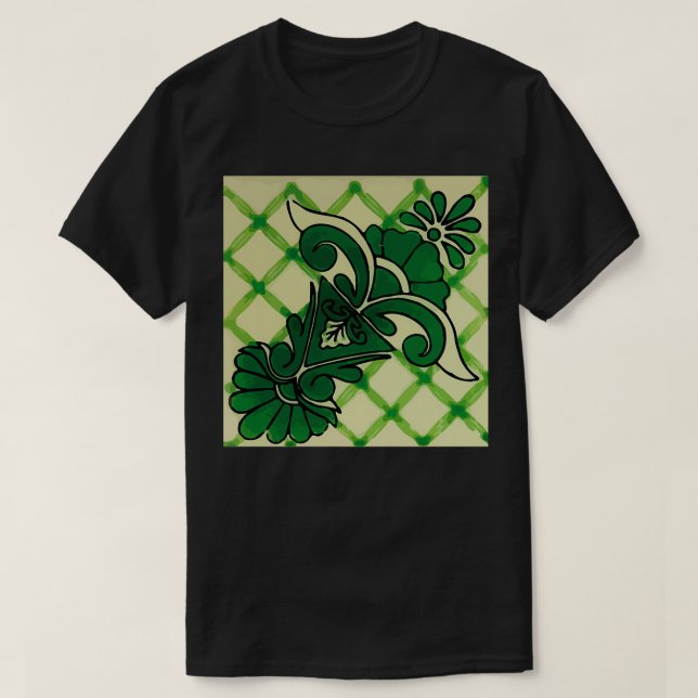 Camiseta Green bouquet mexican tile abstract boho pottery (Diseño del anverso)