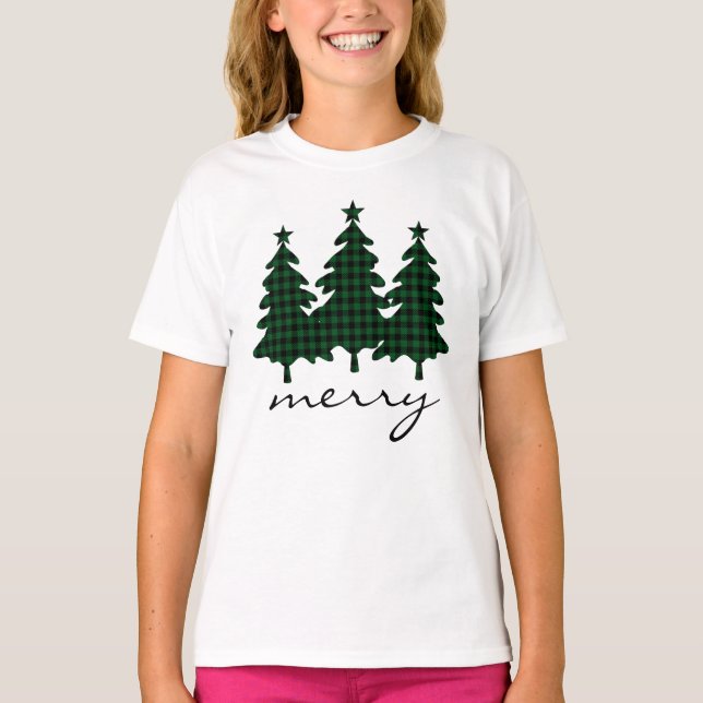 Camiseta Green Buffalo Check Pine Trees (Anverso)