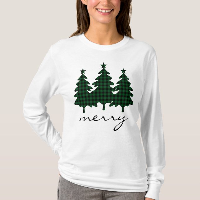 Camiseta Green Buffalo Check Pine Trees (Anverso)