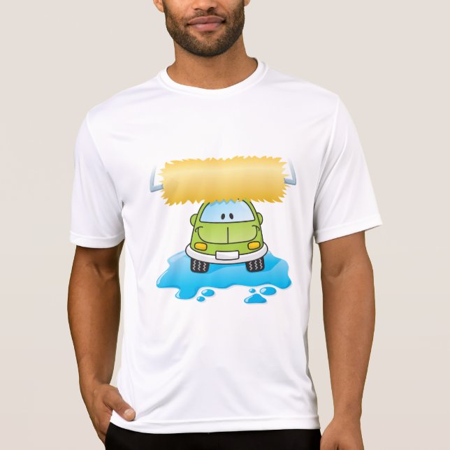 Camiseta Green Cartoon Car Wash Happy Little Car (Anverso)