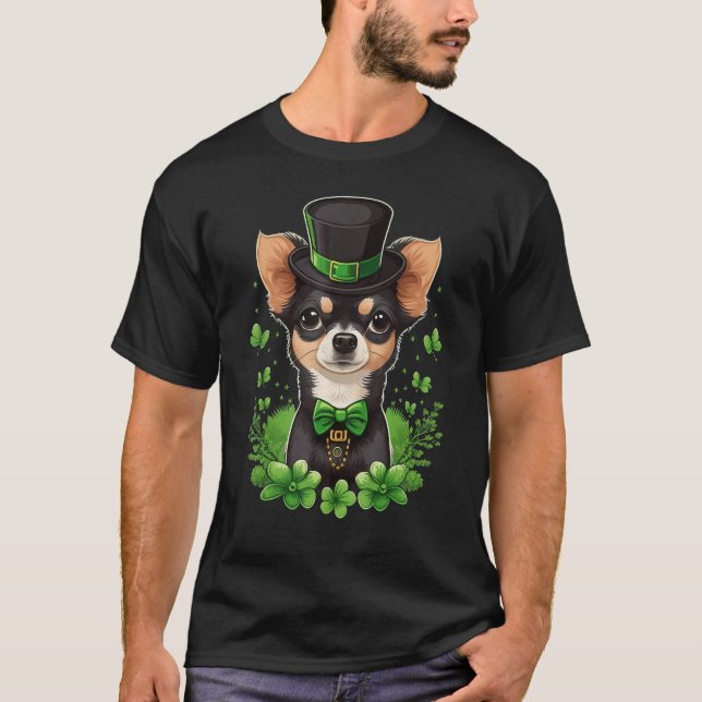 Camiseta Green Chihuahua shamrock on St Patricks Day Chihua (Anverso)