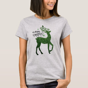 Camiseta Green Christmas Reindeer with Feliz Navidad Phrase