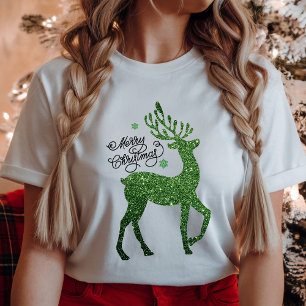 Camiseta Green Christmas Reindeer with Feliz Navidad Phrase