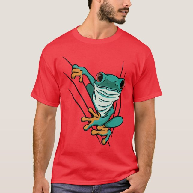 Camiseta Green comic frog comes through cracks for men wome (Anverso)