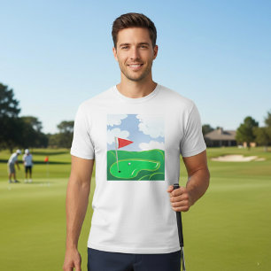 Camiseta Green de Golf con Bandera Roja y Bola