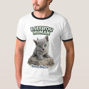 Camiseta Green Eyes Russian Blue Kitten – I See You Human