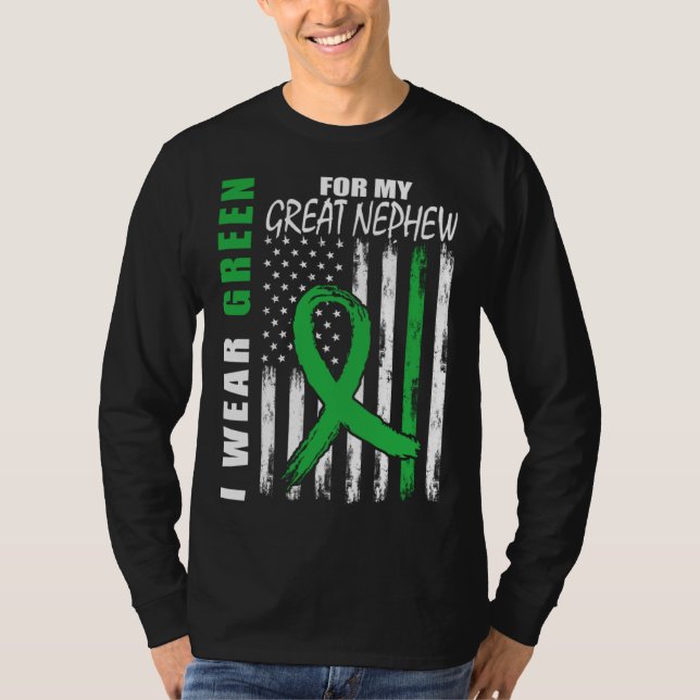 Camiseta Green For Great Nephew Kidney Disease Awareness Fl (Anverso)