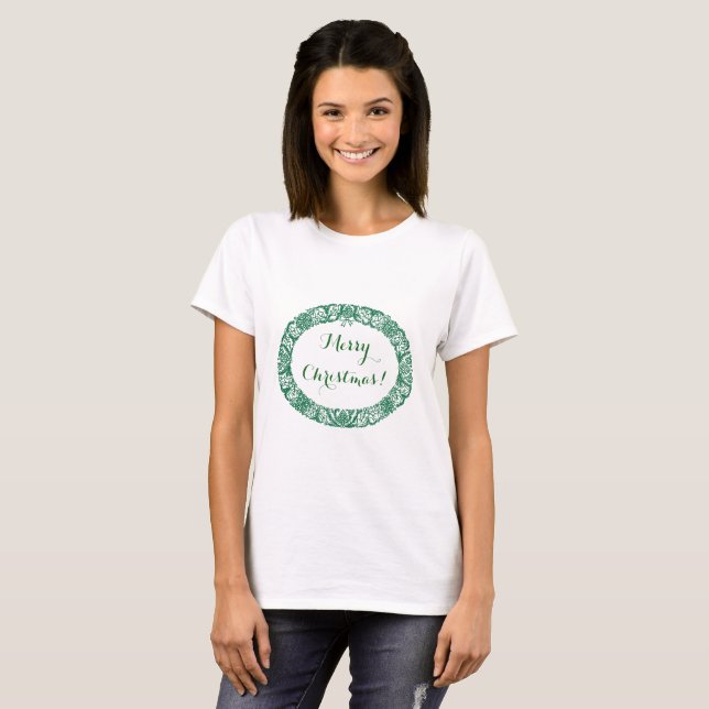 Camiseta Green forestal, Navidades blancos escriben a Perso (Anverso completo)