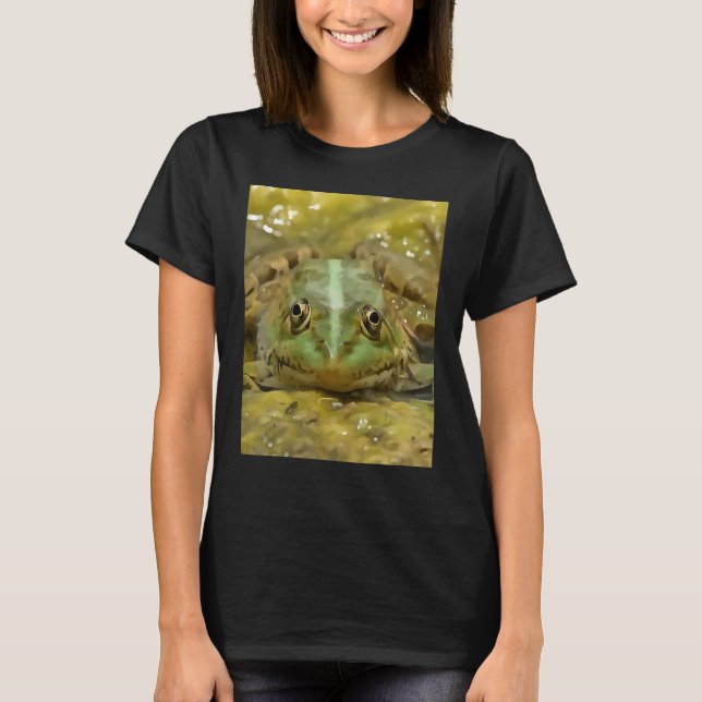 Camiseta Green Frog Camouflaged Against Weathered River Bed (Anverso)