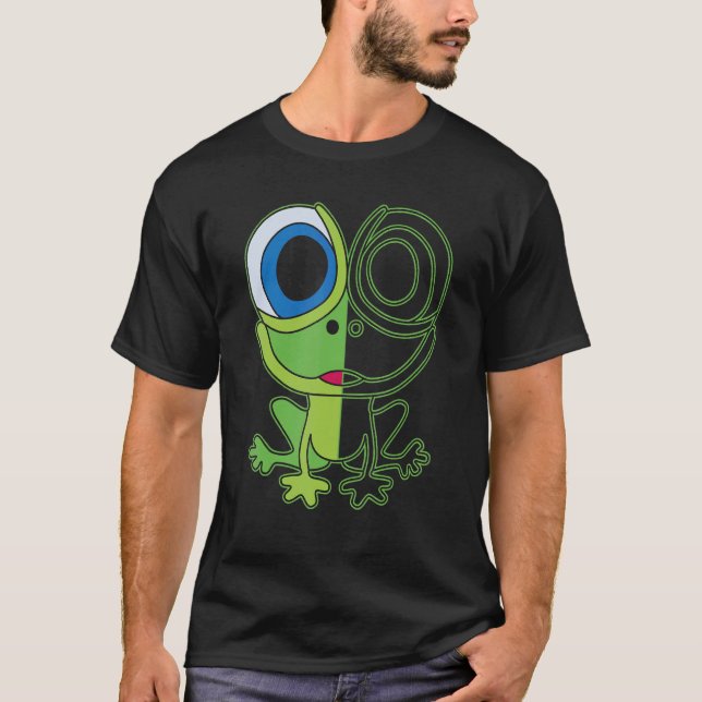 Camiseta Green frog with big eyes animal motif with toad (Anverso)