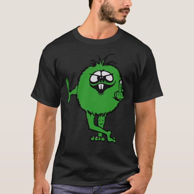 Camiseta Green Guy Flips Bird - Retro De Los 70  (Anverso)