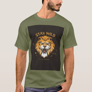 Camiseta Green half sleeves T shirt withStay Wild Typograpy